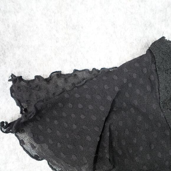 Vintage 90s Betsey Johnson Sheer Black Lace Mesh Tulle Slip Dress Floral Trim - Picture 3 of 8